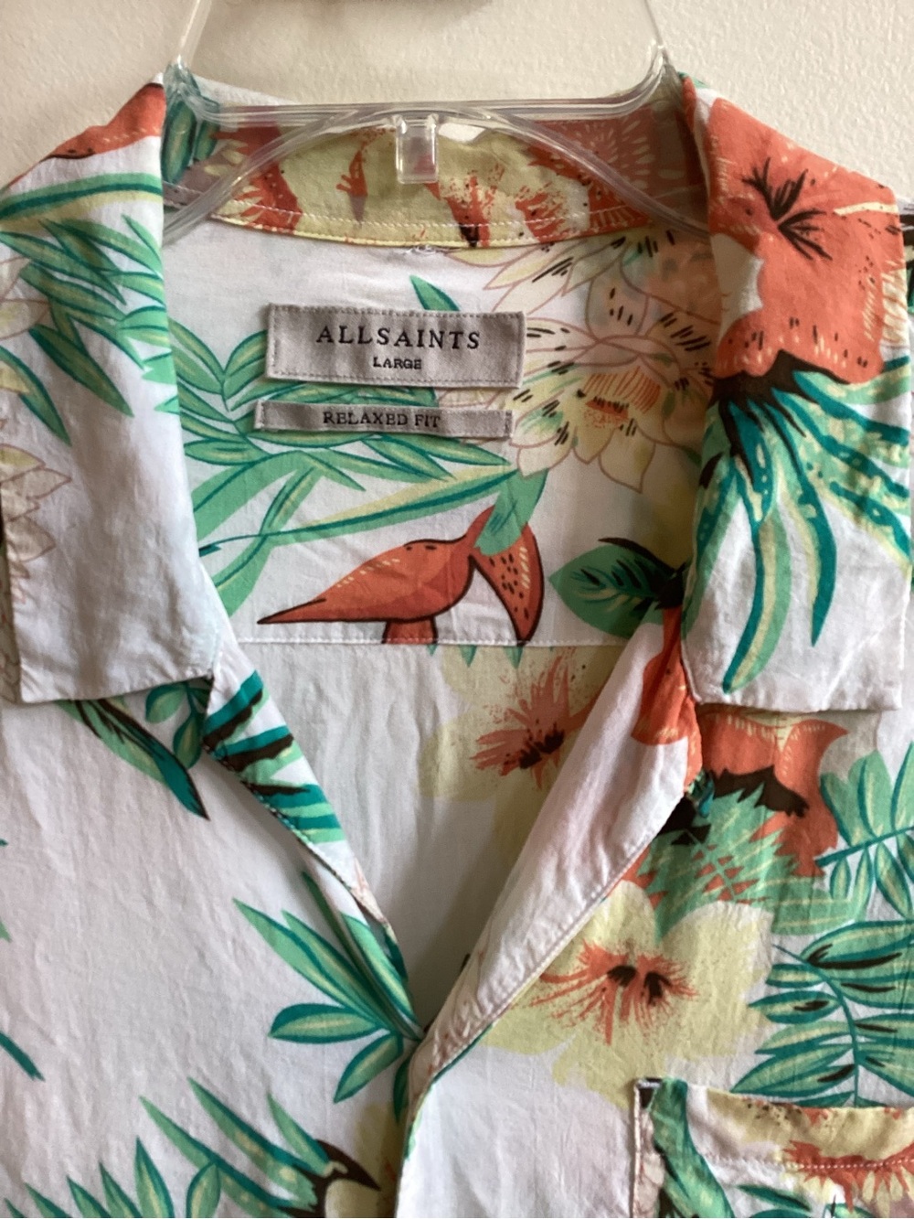 All Saints Calypso Tropical Print Shirt Mens Size L - Picture 6 of 7